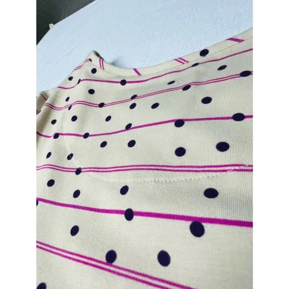 DENIM & CO sz S tan purple printed jersey round neck short sleeve top NEW B10 - Picture 3 of 7